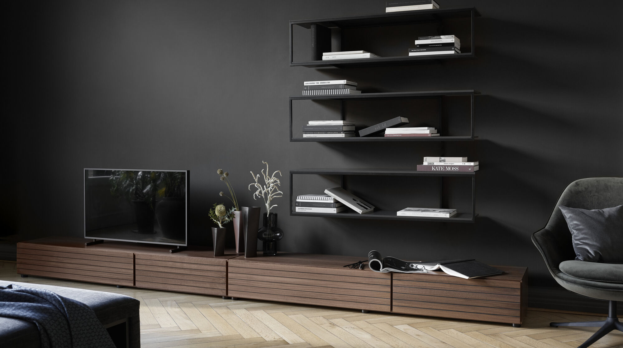 Lugano Base Cabinet with Drop Down Doors Walnut - BoConcept Melbourne